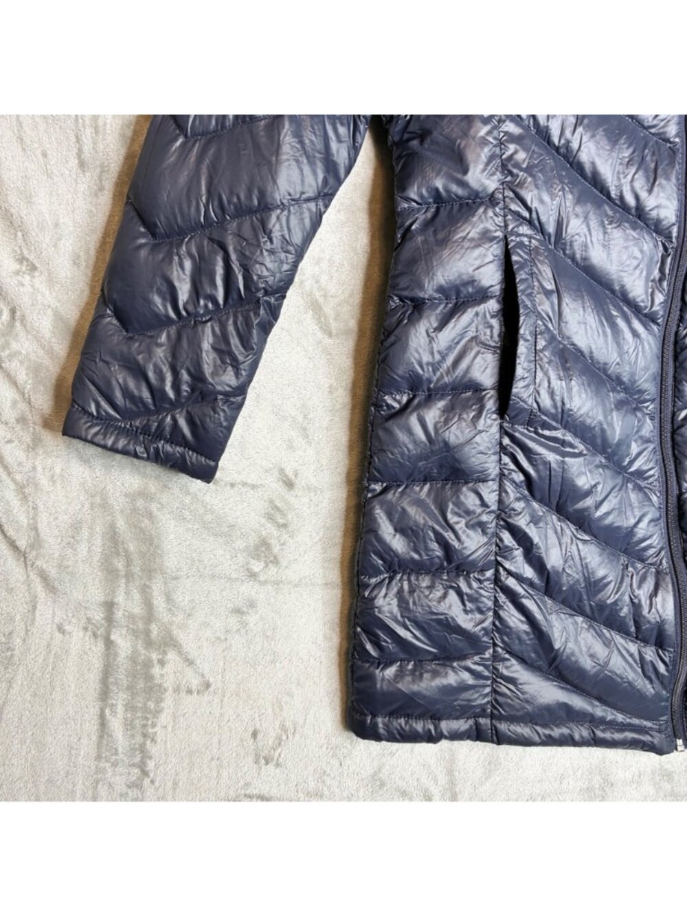 Calvin Klein Womens Packable Lightweight Down Puffer Coat With Hood Navy Large - Picture 8 of 10